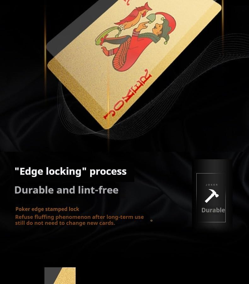 Plastic Waterproof Poker Adult Large Printing, Professional Playing Cards in Bulk, Sets for Outdoor, Travelling, Seaside, Pool and Other Waterfront. (Plastic, Coloured Gold Dollars Poker) image number 4