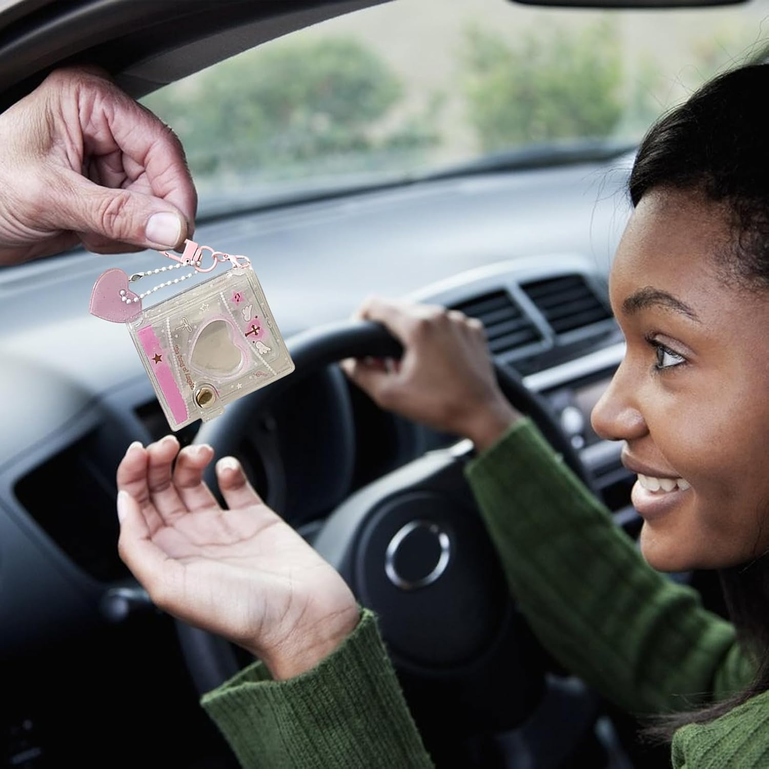 Keychain Photo Frame - 12 Pockets Double-Sided Bag Charm,2 Inch Photo Album with Keychain | for Wedding Birthday School Travel Office Luggage Backpack Wallet Handbag Kids Adults - White image number 3