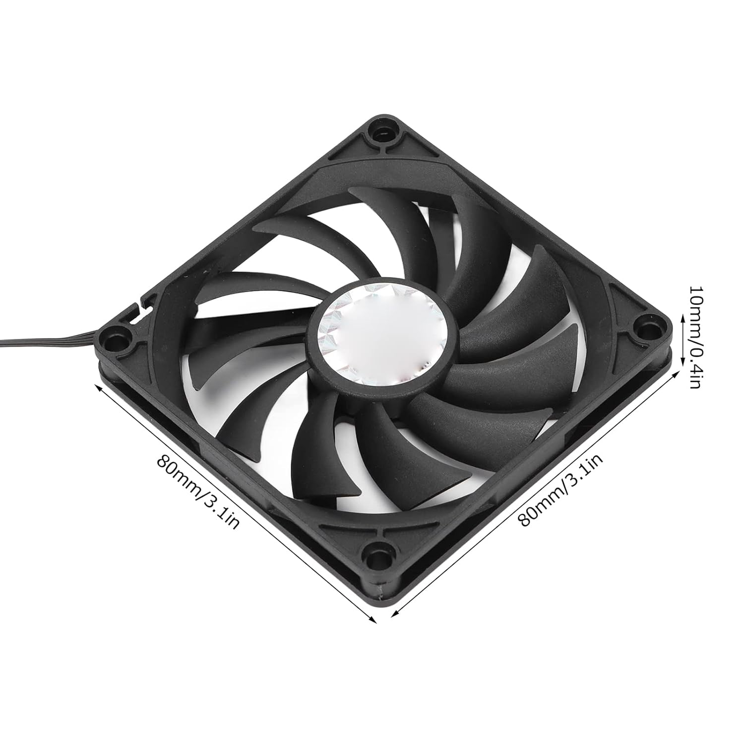 Diyeeni Computer Case Cooling Fan, 12V 4Pin PWM Silent Chassis Fan, 80Mm Silent Fans for Computer Cases, 2500 RPM Hydraulic Bearing, Long Life up to 40,000 Hours image number 3