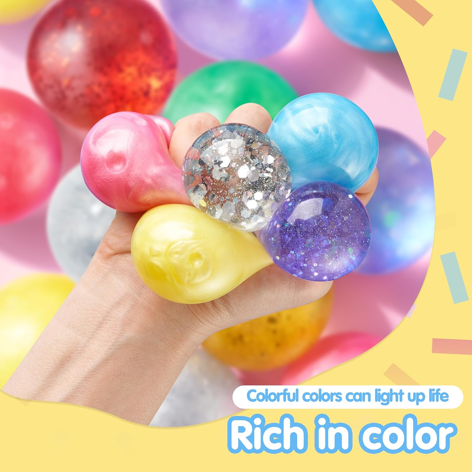 JOYIN 24 Pcs Squeeze Sensory Stress Balls, Autism Sensory Squishy Toys Stress Balls for Adults Kids, Autism Hyperactivity, Stress Relieve image number 2