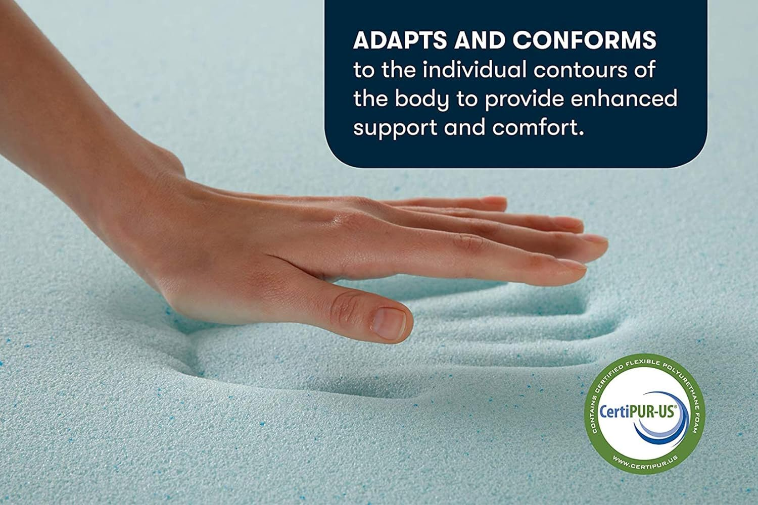 Serta Thermagel Cooling Mattress Pad, Pressure-Relieving Memory Foam Mattress Topper, 3 Inch, Twin Blue image number 4