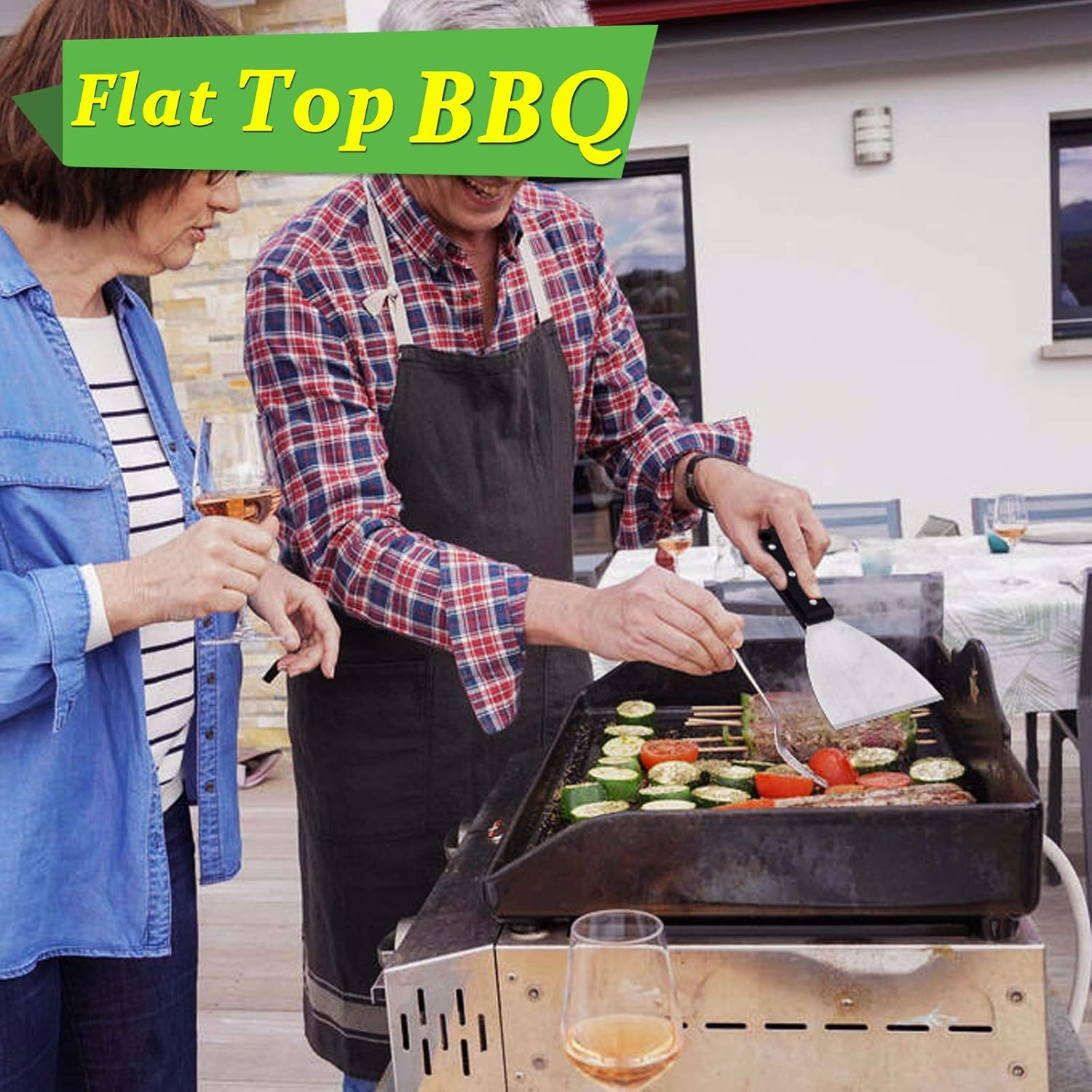 Hasteel Griddle Scraper 2Pcs, Stainless Steel 9.5In Slant Edge Metal Grill Scraper Chopper for Food Service & Cleaning Supplies, Perfect for Teppanyaki Flat Top BBQ Indoor & Outdoor, Dishwasher Safe - Abs Handle image number 2