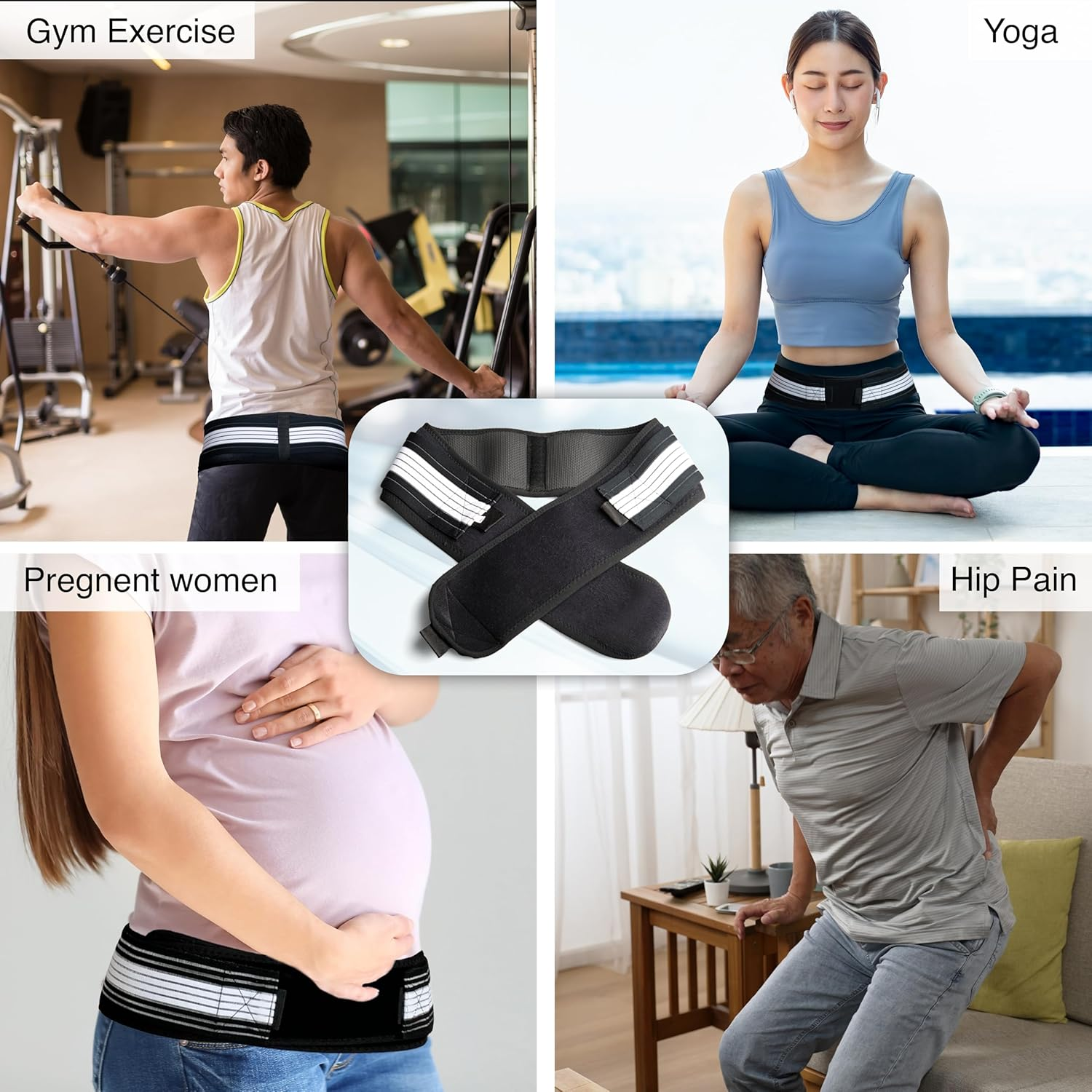 Wonder Care Sacroiliac SI Joint Hip Belt Pelvic Support Belt Lower Back Support Brace for Men and Women - Trochanter Belt - Sciatica Pelvis Lumbar Hip Pain Relief_Fits to 32"-47"