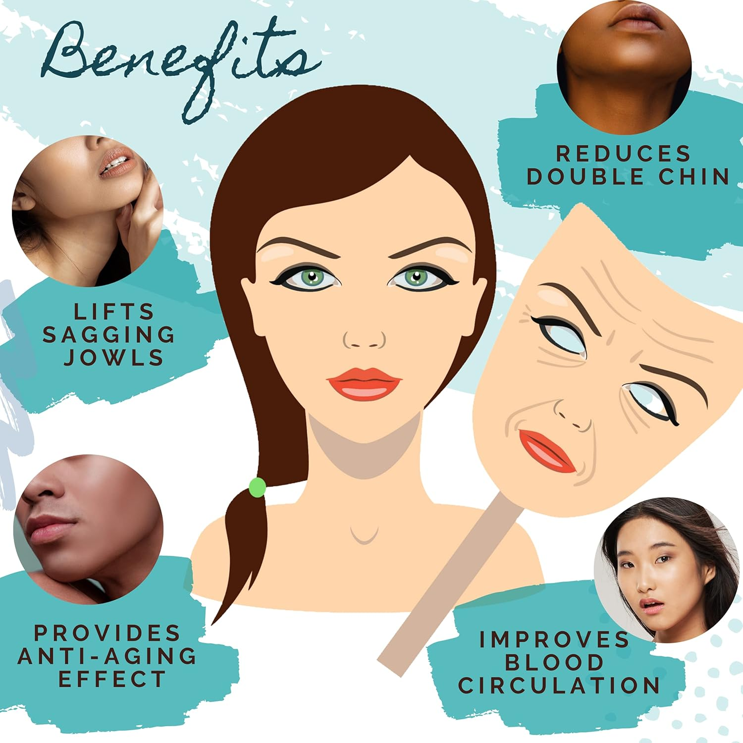 Readygoo&reg; Emerald Face Slimming Strap with Graphene for Women and Men | Reusable Double Chin Reducer | Face Lift Solution | Jawline Shaper | Skin Toning Belt | V Line | V Shaped Slimmer image number 6