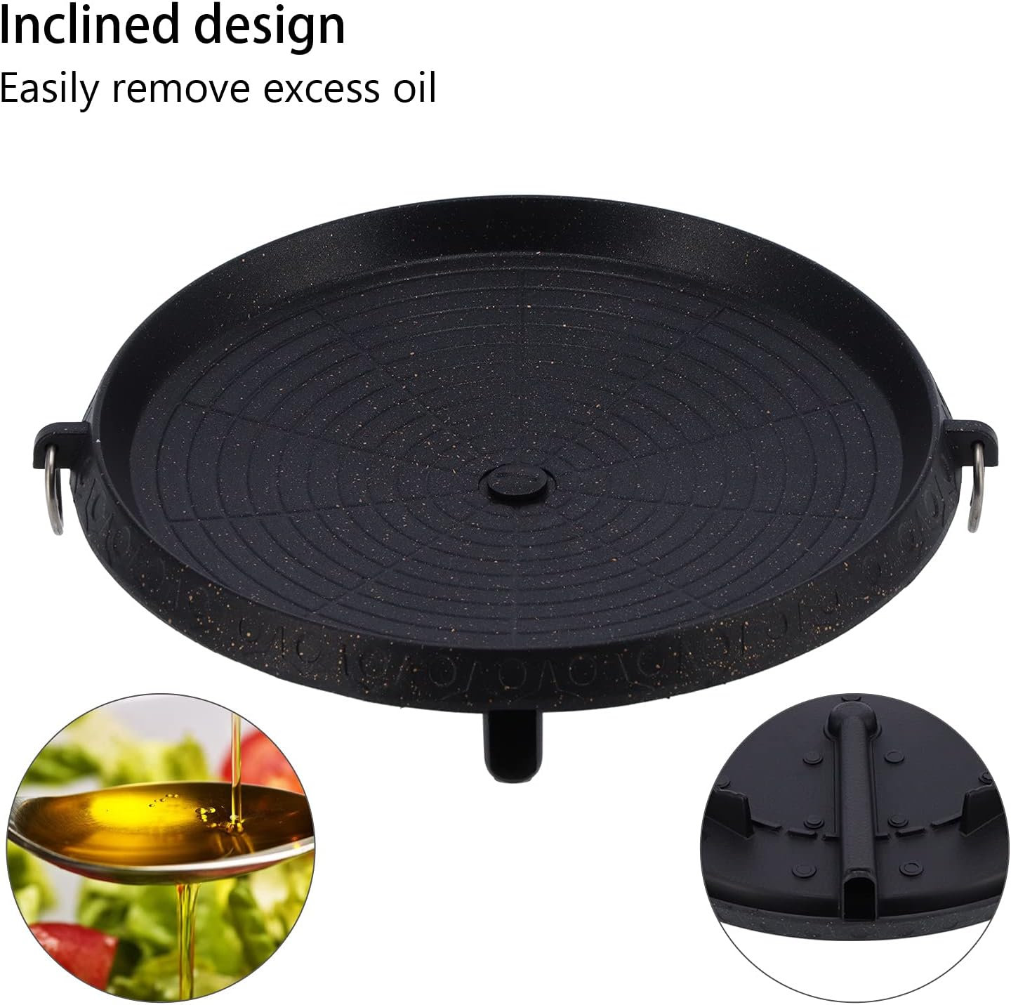 Stovetop Barbecue Grill, Non-Stick Portable Korean Style Double‑Layer Thick Multi‑Function BBQ Grill Pan with Inclined Design, Practical Barbecue Grill Plate for Indoor Outdoor Restaurant(Round A) image number 3