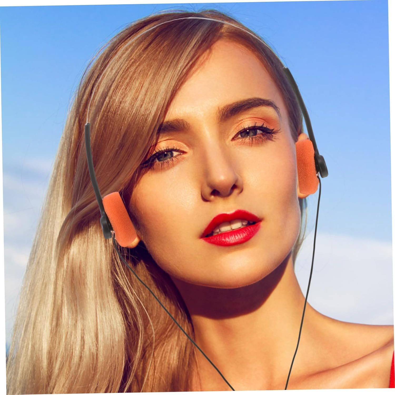 KOMBIUDA Adjustable Lightweight Retro Headphones for Students Small Ear Design Cushioned Ear Pads Comfortable Fit for Classroom and Library Use in Orange