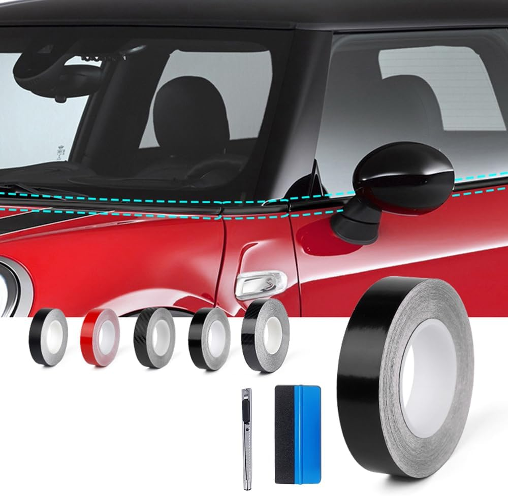 LZLRUN Vinyl Film Sticker Car Window Trim Chrome Delete Door Waistline DIY Sticker Easy to Install Decal Decoration Compatible with for Mini Cooper (1In X 30Ft, Gloss)