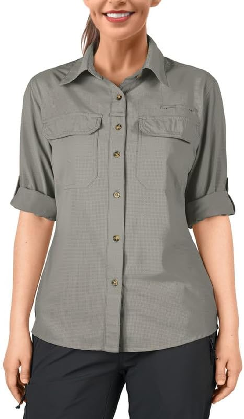 33,000Ft Women'S Hiking Shirts UPF50+ UV Protection Outdoor Shirt Quick Drying Casual Shirt Long Sleeve Functional Shirt Fishing Shirt for Walking Safari Travel Golf