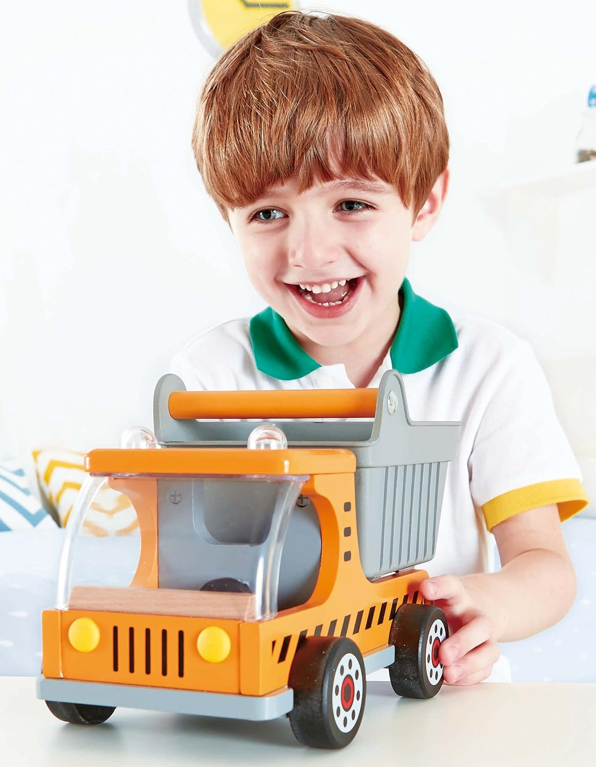 Hape Wooden Dumper Truck Toy &ndash; Construction Vehicle for Kids 3Y+ &ndash; Durable, Smooth-Rolling Wheels &ndash; Imaginative Play & Motor Skills Development &ndash; Eco-Friendly & Safe image number 5