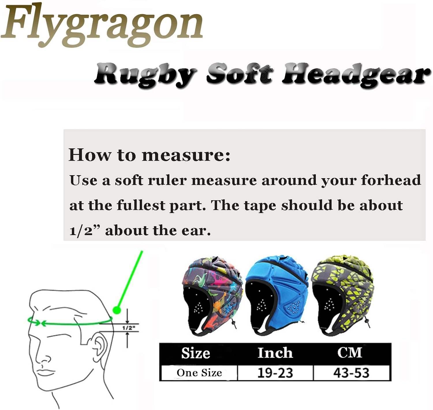 Flygragon Rugby Helmet, Adjustable 7V7 Flag Football Helmets for Kids Youth, Soft Padding Scrum Cap, Breathable Headgear for Sports, Brazilian Jiu-Jitsu, Special Needs image number 1