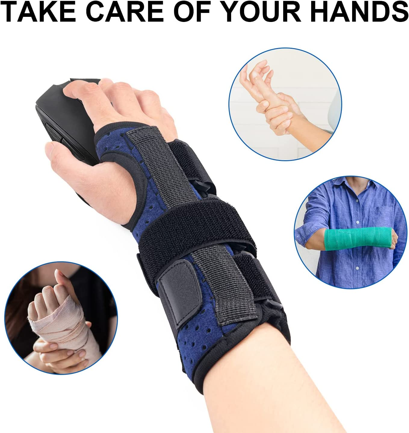 Wrist Support Brace Carpal Tunnel with Splints Compression Hand Wrist Relieve for Injuries, Wrist Pain, Sport Sprain