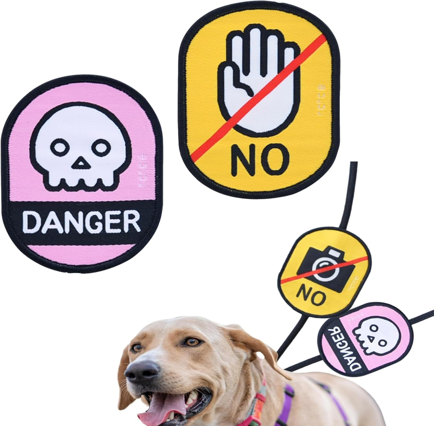 2Pcs/Set Outdoor Pet Dog Social Identity Badge, Dog Funny ID Tags Patch, Tear Resistant Dog Social Recognition Decals,Removable Waterproof Pet Social Labels for Dog Lover(No Touch+Danger) image number 3