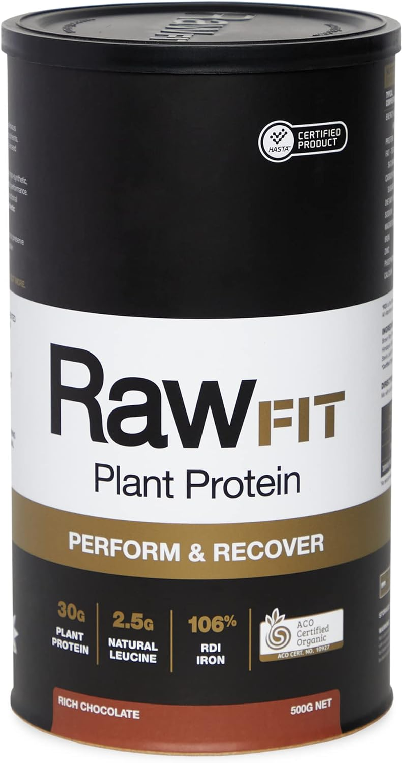 Amazonia Rawfit Plant Protein Perform & Recover Rich Chocolate - Certified Organic, Low FODMAP Certified, Vegan, Sprouted & Fermented Pea & Brown Rice Protein, HASTA Certified, 35G Protein per Serve, Supports Muscle Growth & Recovery, 1.25Kg image number 3