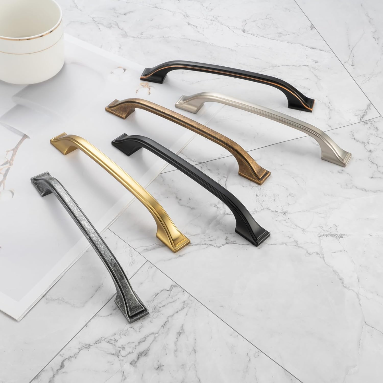 KOOFIZO Square Foot Craftsman Cabinet Bow Pull - Oil Rubbed Bronze Furniture Handle, 5 Inch/128Mm Screw Spacing, 10-Pack for Kitchen Cupboard Door, Bedroom Dresser Drawer, Bathroom Wardrobe Hardware