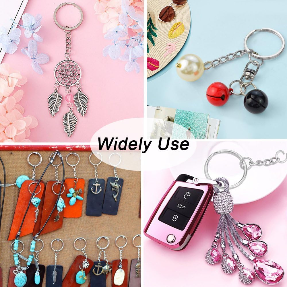 100Pcs Metal Split Key Chain Rings with Chain Silver Key Ring and Open Jump Rings Bulk for Crafts DIY (1"/25Mm) image number 1
