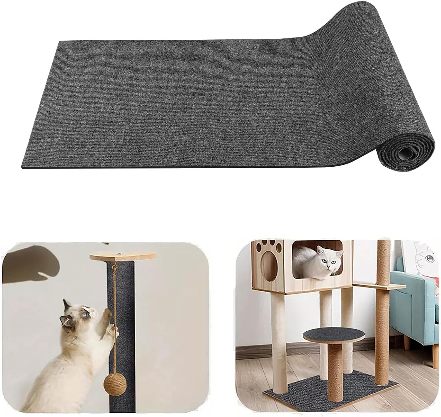 Cat Scratch Furniture Protector, 40&times;200 Cm/15.75&times;78.74 Inch Large Cat Couch Protector, Cat Scratching Mat Furniture Protectors from Cats Scratch DIY Self-Adhesive Climbing Cat Scratcher (Grey) image number 4