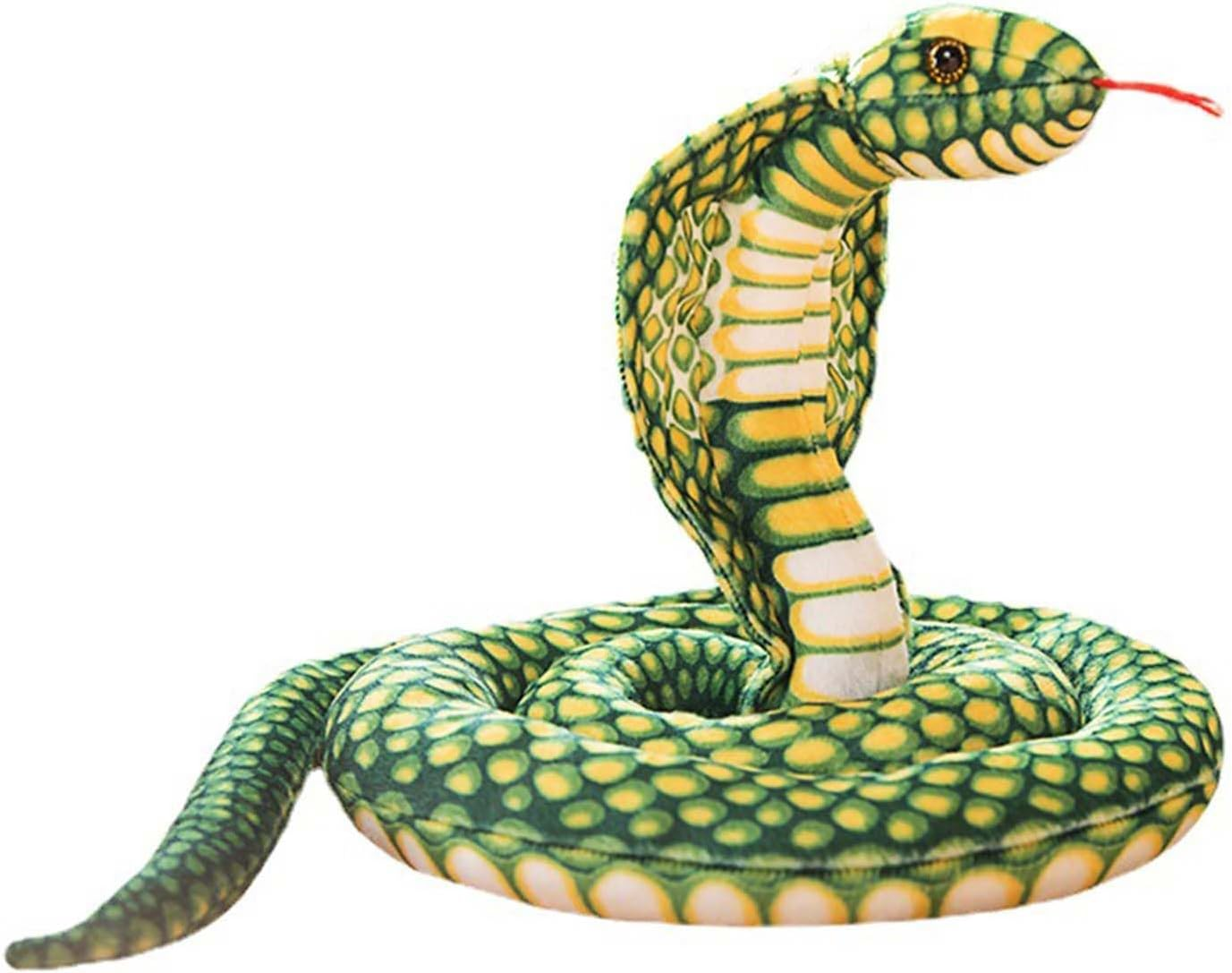 67 Inch Realistic Eyed Cobra Plush Toy,Large Snake Stuffed Animal for Pranks,Parties,And Decor(Green) image number 3