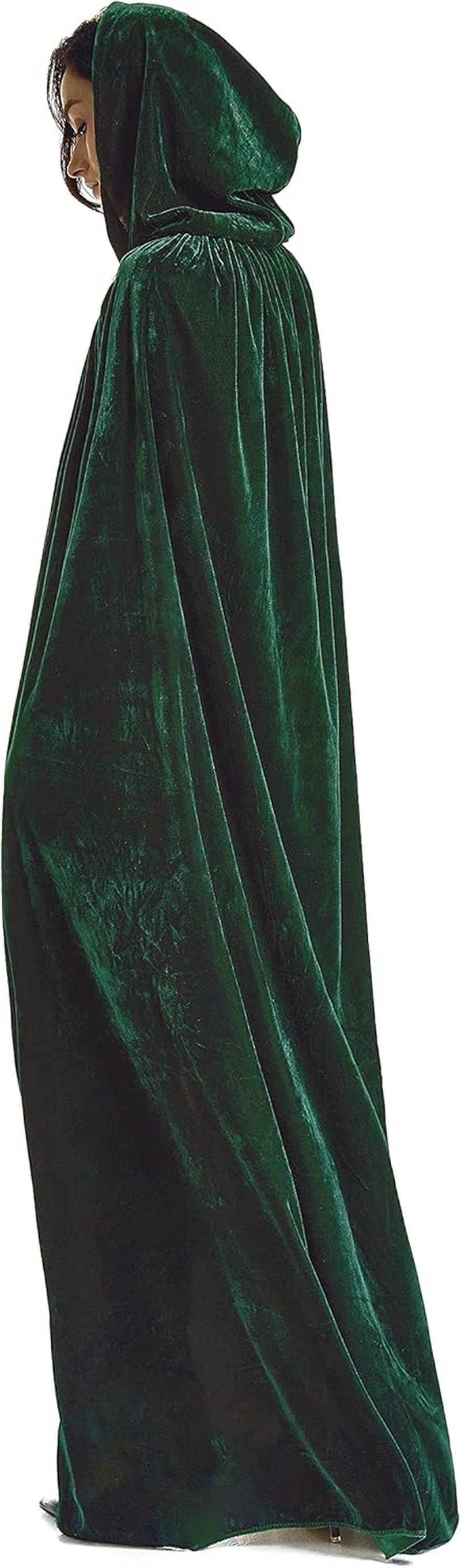 Velvet Cloak, Adult Hooded Cloak Velvet Cape Halloween Witch Costume for Men and Women Cosplay Costumes 59Inch image number 3