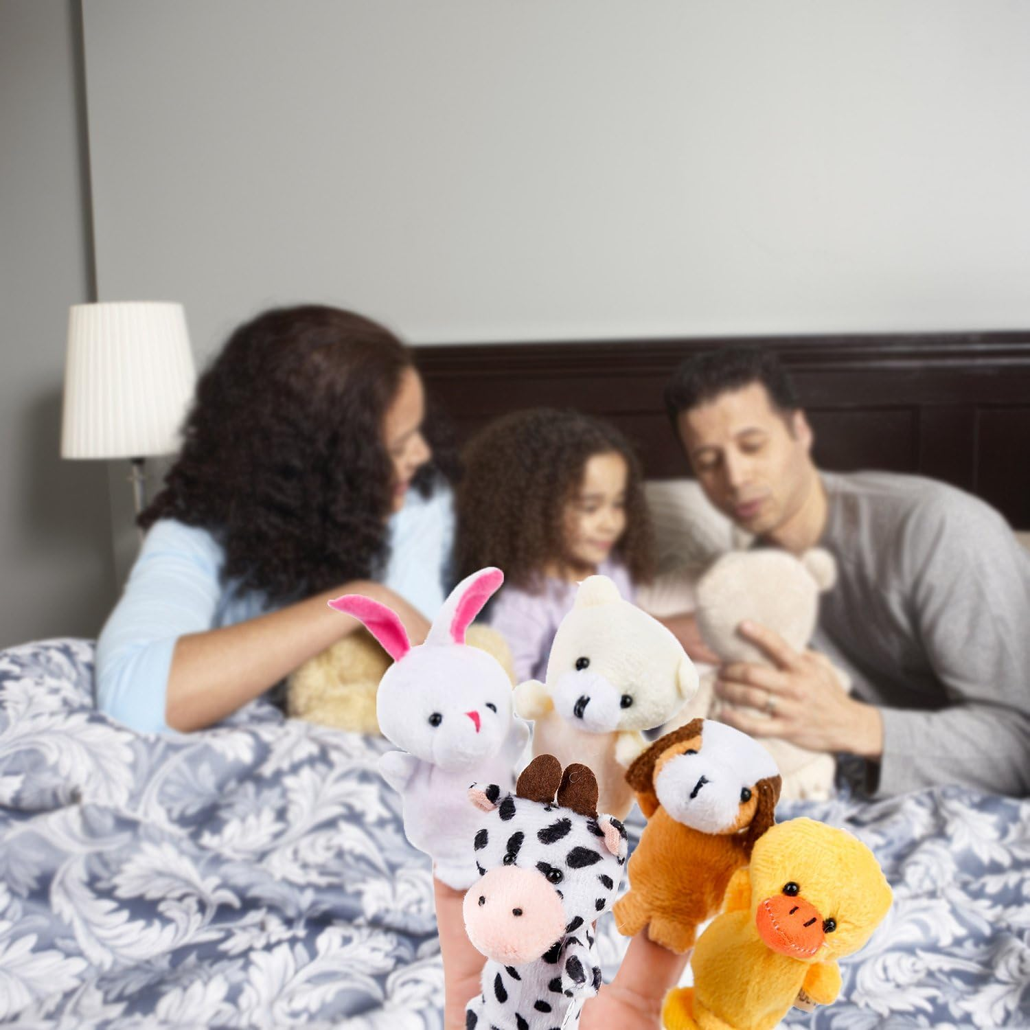 20Pcs Different Cartoon Animal Finger Puppets Soft Velvet Dolls Props Toys image number 6