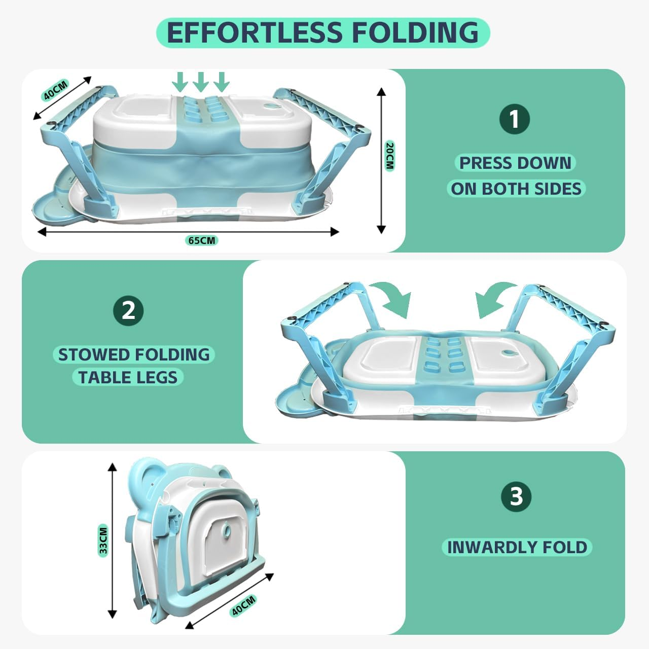 Collapsible Baby Bathtub with Cushion, Foldable Infant Bath Tub with Drain Plug & Storage, Portable Bathing Tub for 0&ndash;24 Months