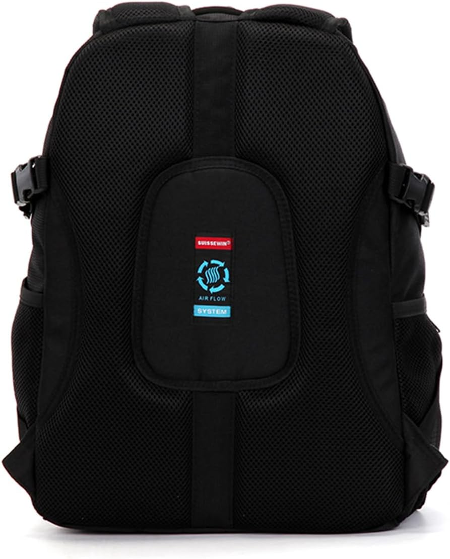 SUISSEWIN Swiss Laptop Backpack 15.6 Inch, Water Resistant Shoulder Messenger Bag, Travel, Work, Business, College, Black Backpack for Men and Women (SN9610) image number 1