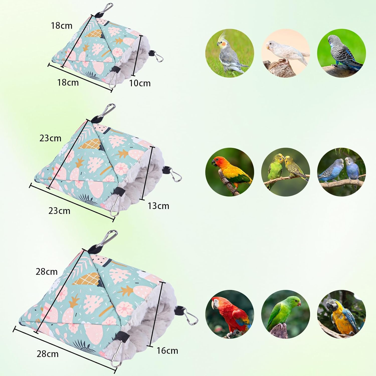 Yanmucy Bird Nests for Cages Waterproof Plush Winter Bird Hammock Hanging Warm Parrot Bed Cozy Corner Parrot House Tent for Sleeping Playing (Blue, Medium)