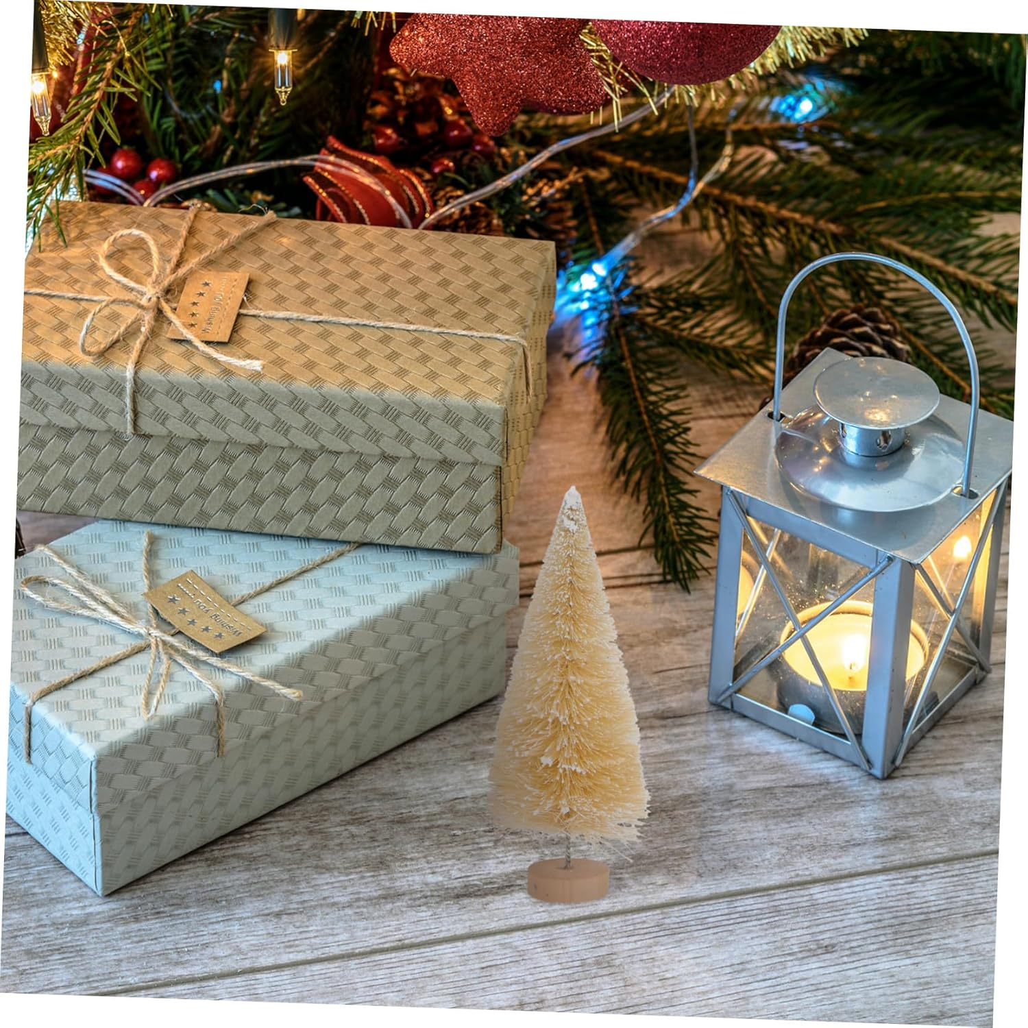 12Pcs Mini Christmas Trees Set Realistic Wood Miniature Xmas Trees for Mantel Decor for Home Office Car Study Living Room Bedroom Bathroom Bar Store image number 4