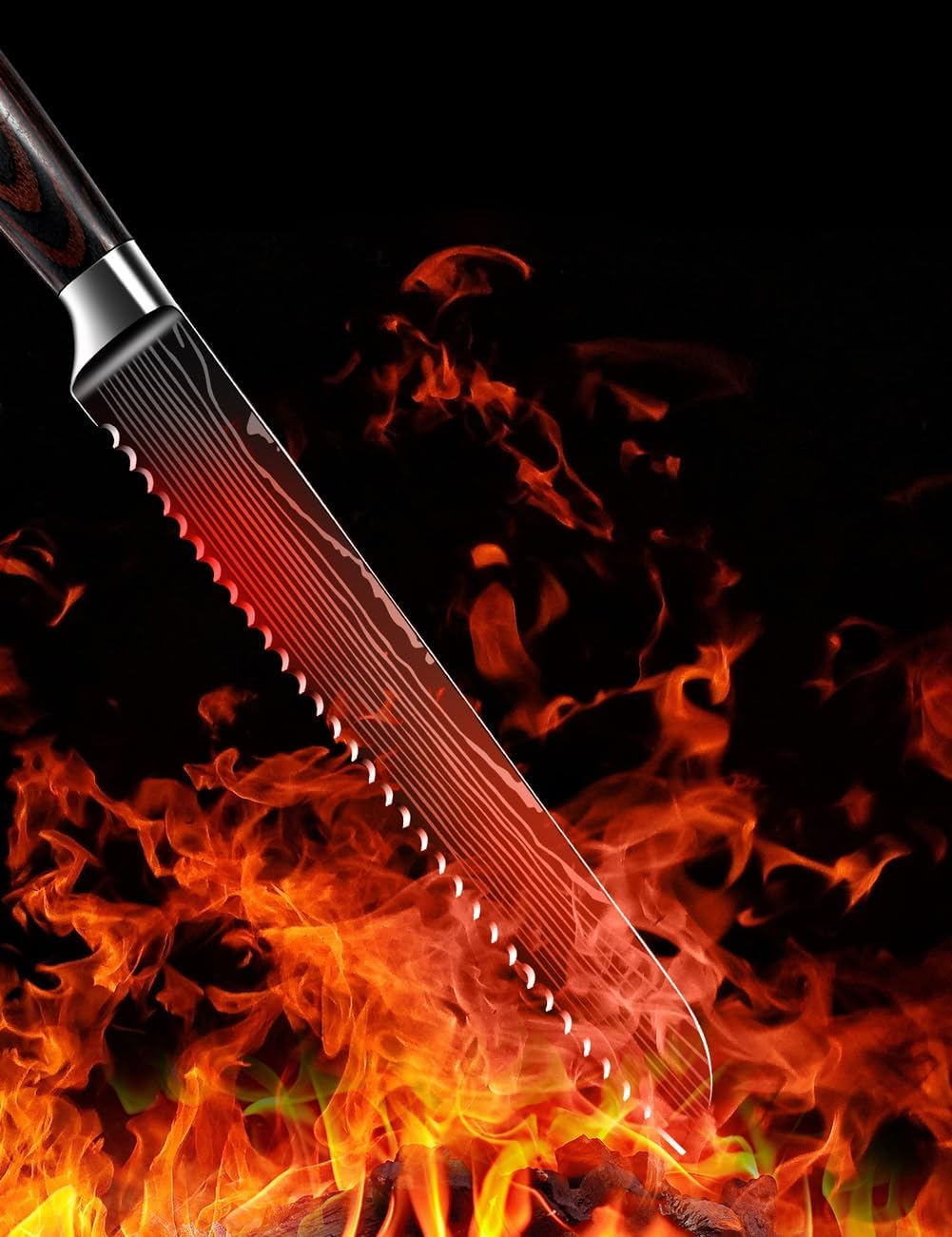 8 Inch Serrated Bread Knife High Carbon Stainless Steel Cake Cutter image number 5