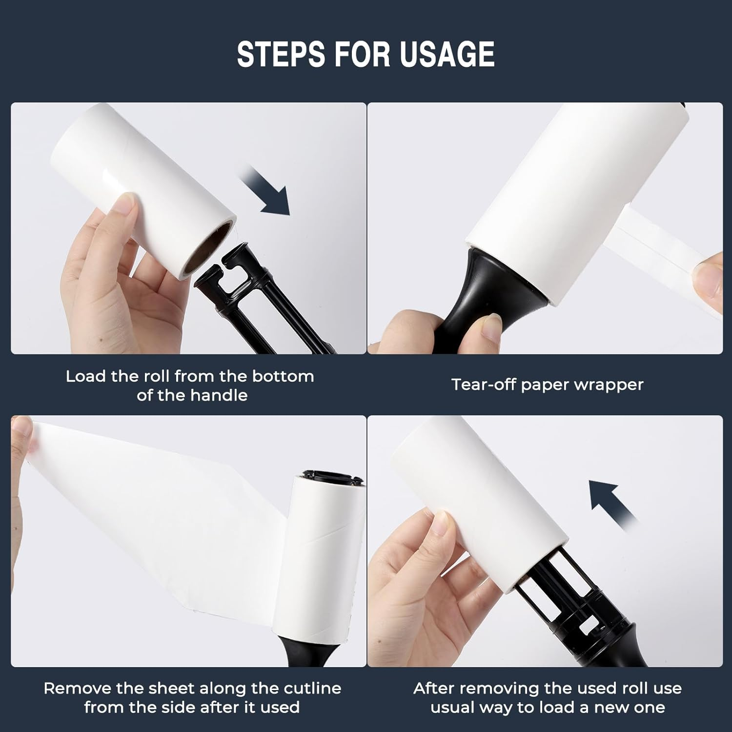 Vinabo Animal Hair Roller, Lint Brush, Animal Hair Remover Roller, 6 Rolls + 1 Handle Roller 360 Sheets Total Stick Mega Value Set, Lint Roller for Clothes, Hair, Dog Hair, Cat Hair image number 3