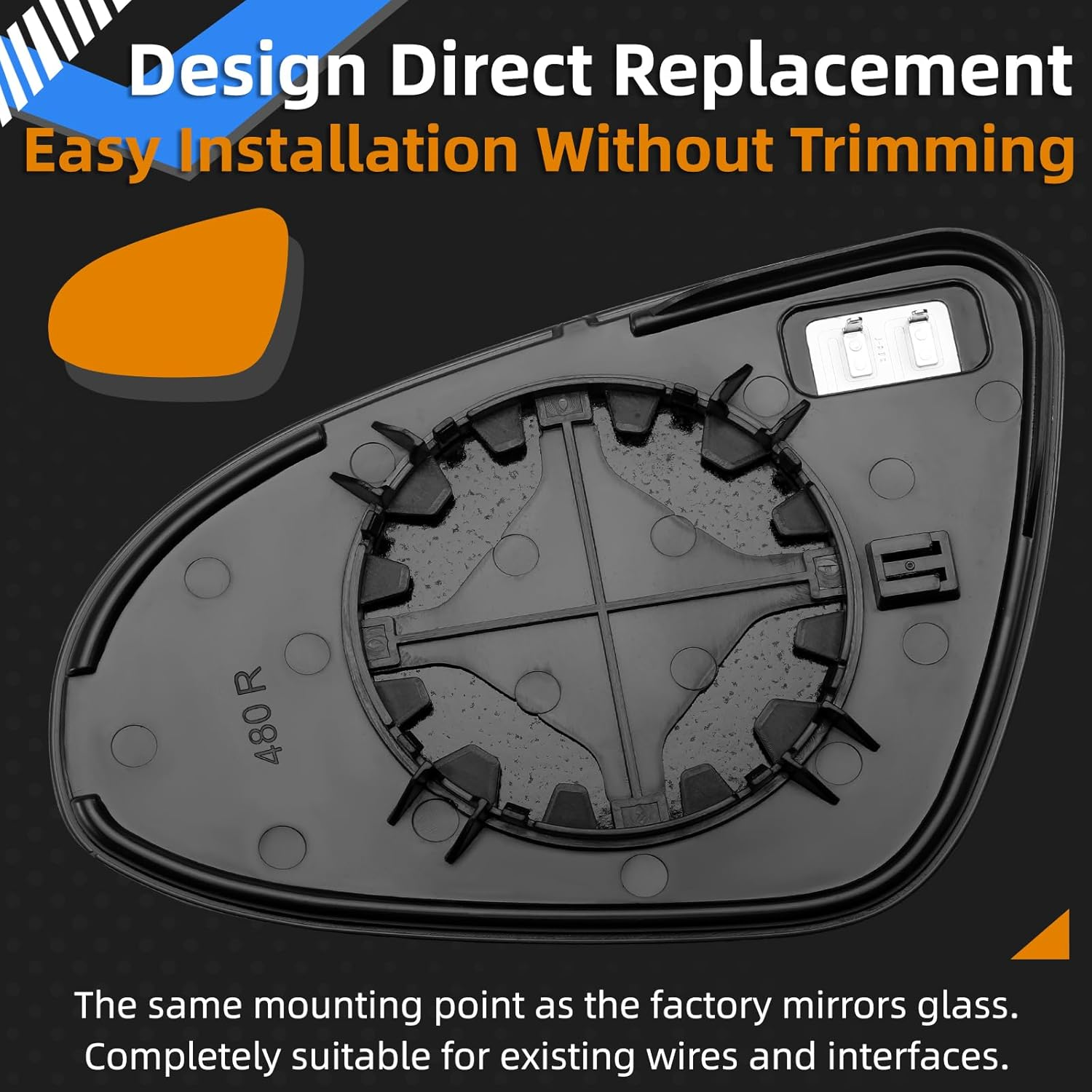 LOIYLLEN Right Side Mirror Replacement for Toyota Corolla 2014 2015 2016 2017 2018 2019 - Right Side Mirror Glass, Rear View Mirrors Glass with Power Heated image number 2