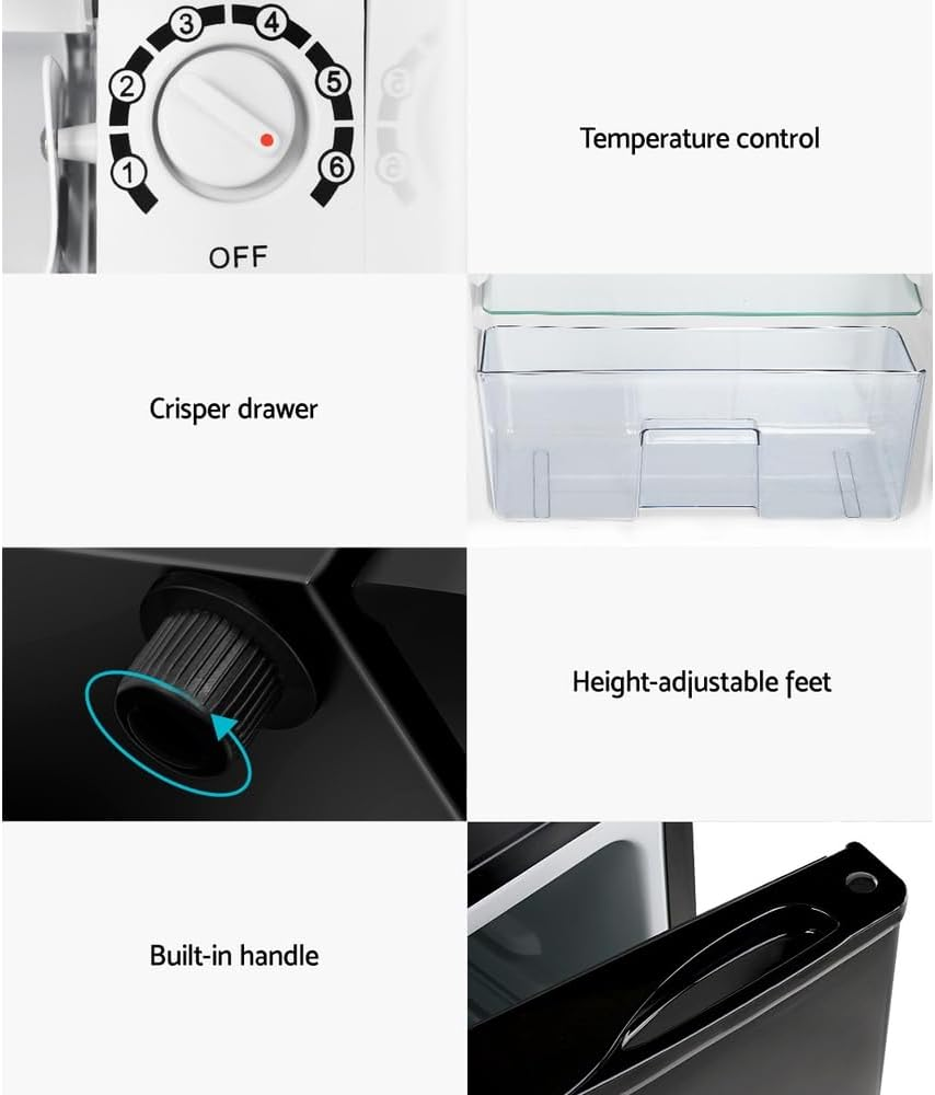 Devanti Bar Fridge, 95L Portable Fridges Organiser Refrigerator Chest Freezer Portable Small Wine Cooler Freestanding Home Bedroom Kitchen Office Party, Fast Frozen Quiet Operation Black image number 6