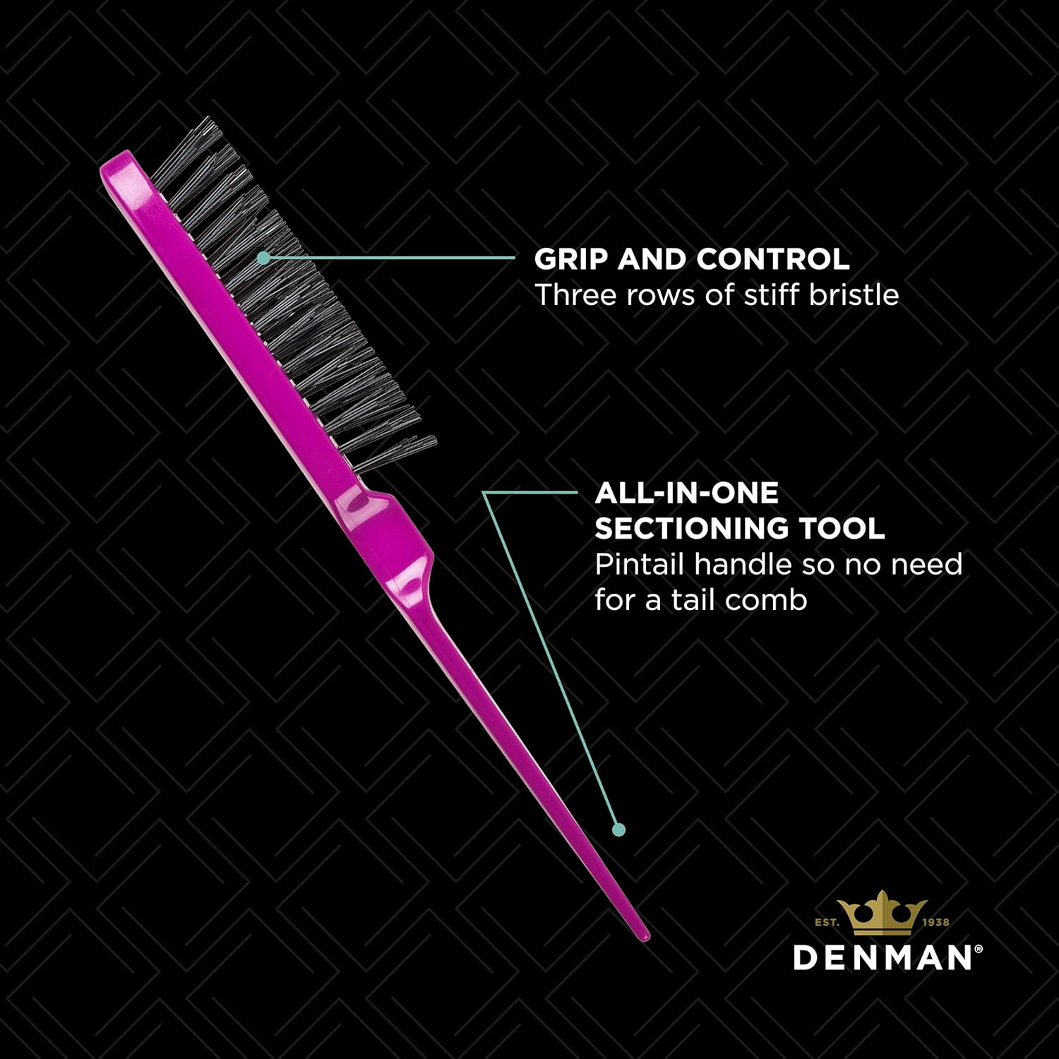 Denman Dress-Out 3 Row Teasing Hair Brush D91 for Long Hair image number 5