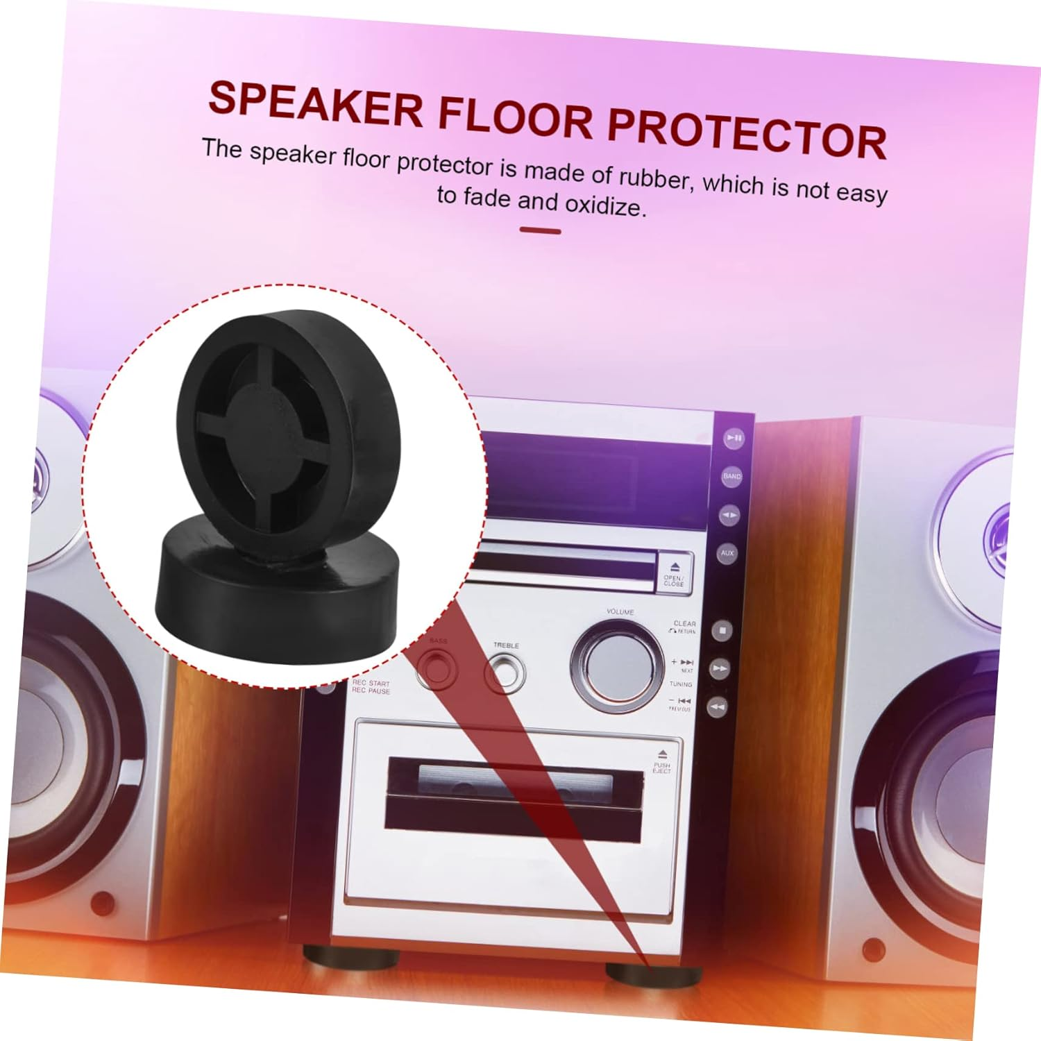 COHEALI 4Pcs Speaker Isolation Pads and Rubber Feet Set 45X15Mm for Home Amplifier Subwoofer Turntable Vibration Absorber, Non-Slip Speaker Isolation Feet for Hifi Audio Equipment image number 5