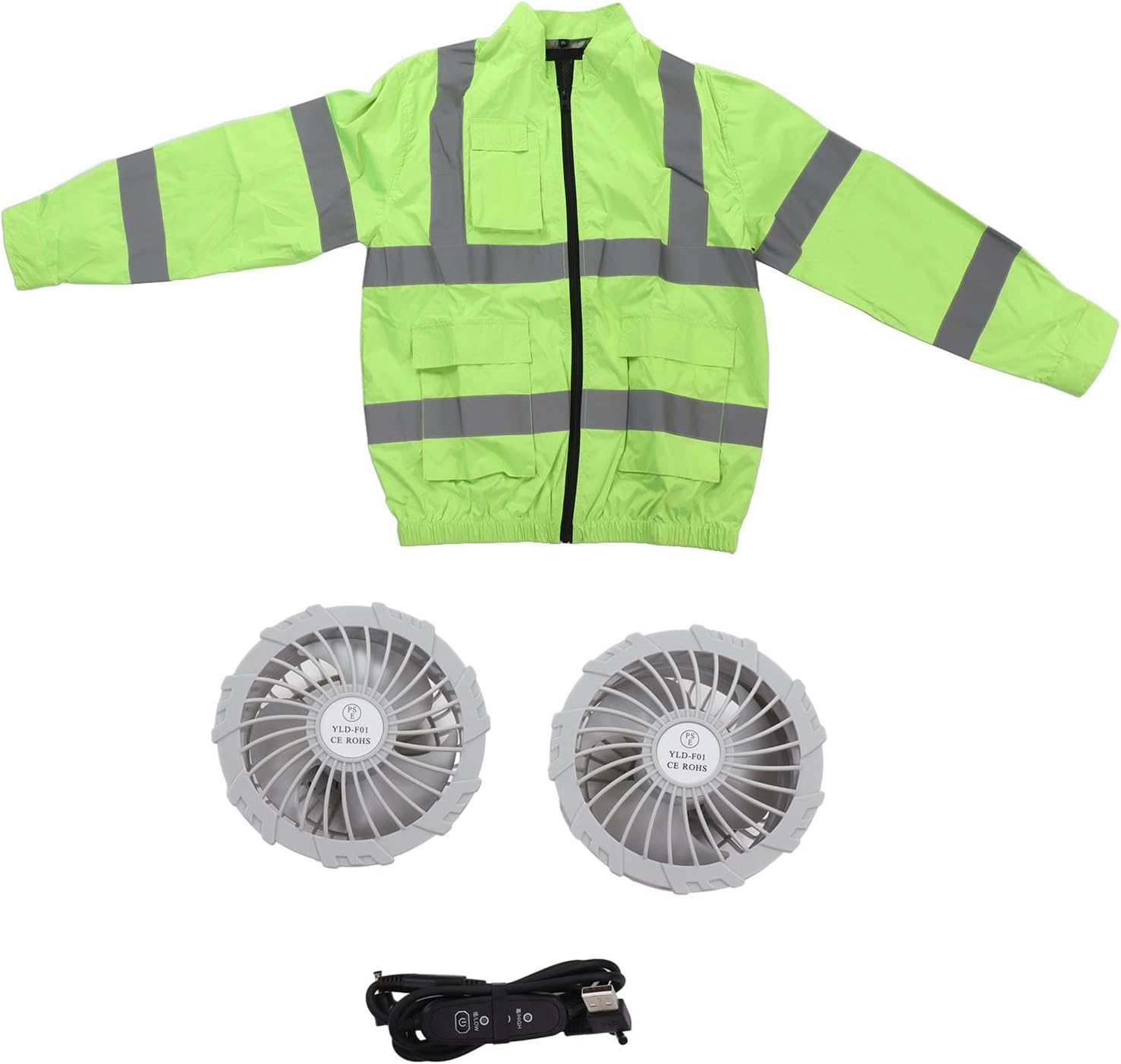 Cool Vest Wearable Cooling Fan Vest, Reflective Cooling Fan Clothes Jacket for Men Women, Fast Cooling Vest with 2 Fans for Working Fishing Hiking Outdoor (Fluorescent Green) image number 2