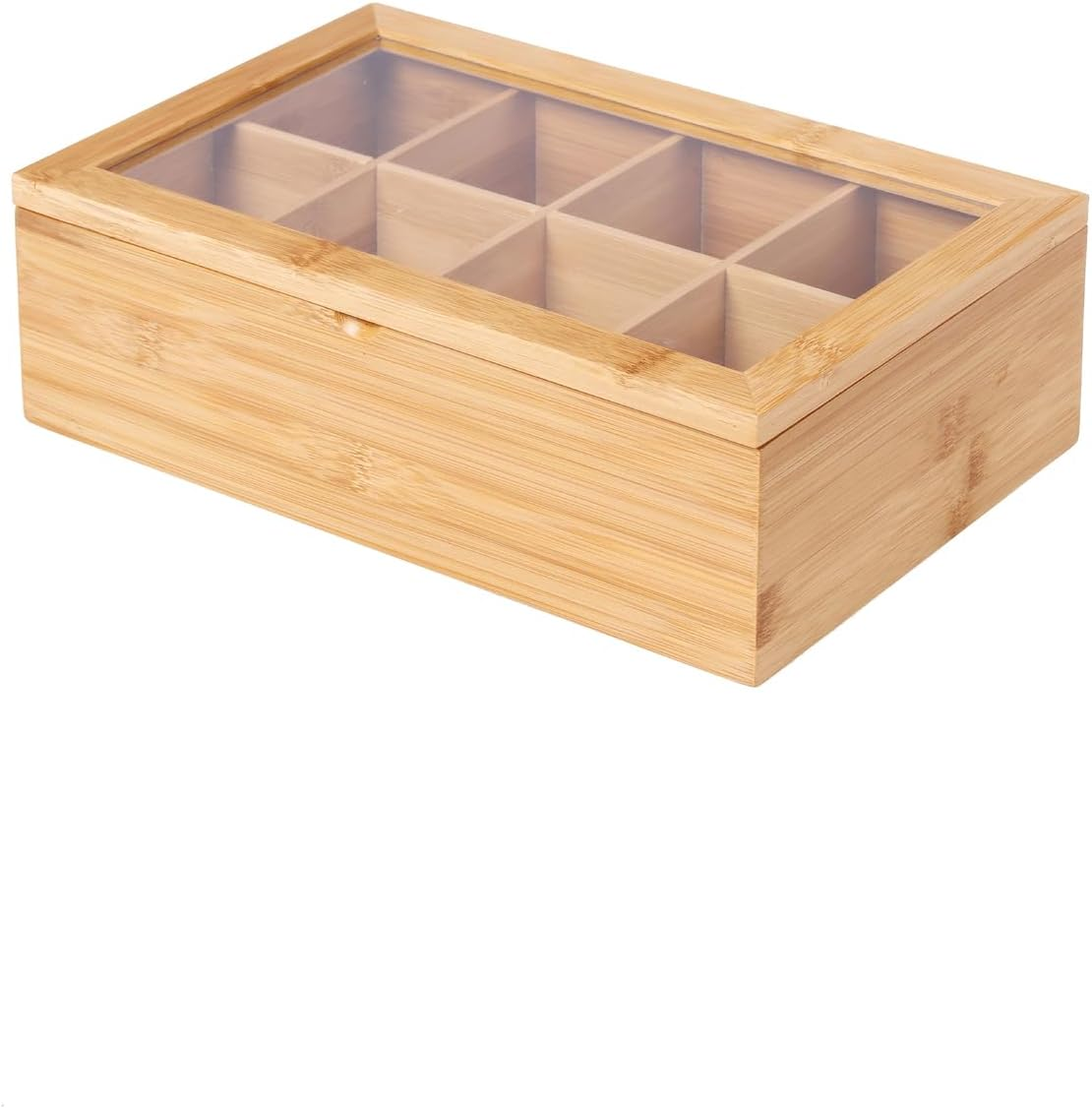 Sherwood Bamboo Tea Box Wood Organizer 8 Slot Container Chest Holder Tea Bag Storage Compartments Durable Eco-Friendly 8 Divider Compartments Top Lid - Small Accessories - Stylish Storage Solution image number 2