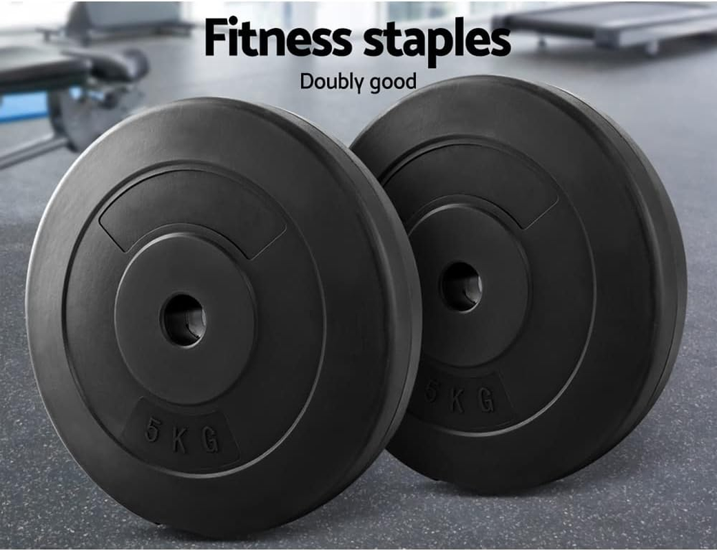 Everfit 10Kg Barbell Weight Plates, Barbells Weights Set Bumper Plate Strength Training Exercise Fitness Equipment for Home Gym, with Edged Ring Sets of 2 image number 5