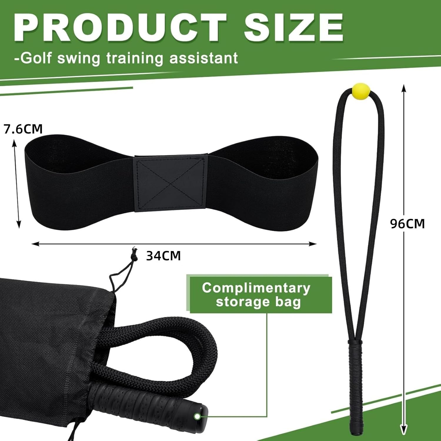 Golf Swing Rope Trainer - Golf Swing Training Aid for Beginner Indoor Outdoor Golf Practice, Warm-Up Exercise Posture Corrector, Improved Speed & Power Practice Equipment with Storage Bag image number 3