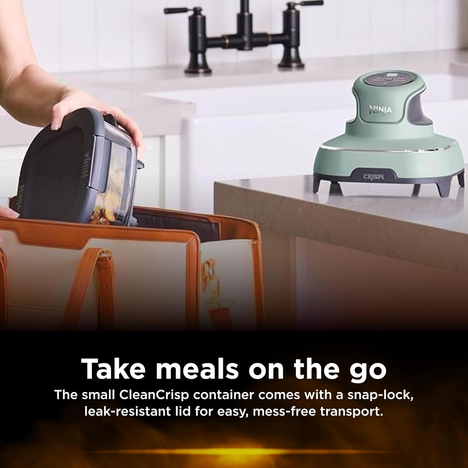 Ninja Crispi&trade; 4-In-1 Portable Glass Air Fryer, Cleancrisp&trade; Glassware, 4-In-1 Functionality, Thermal Shock Resistant, Leak-Proof Lids, Fixed Heat Protection, FN101SGANZ, Sage image number 2