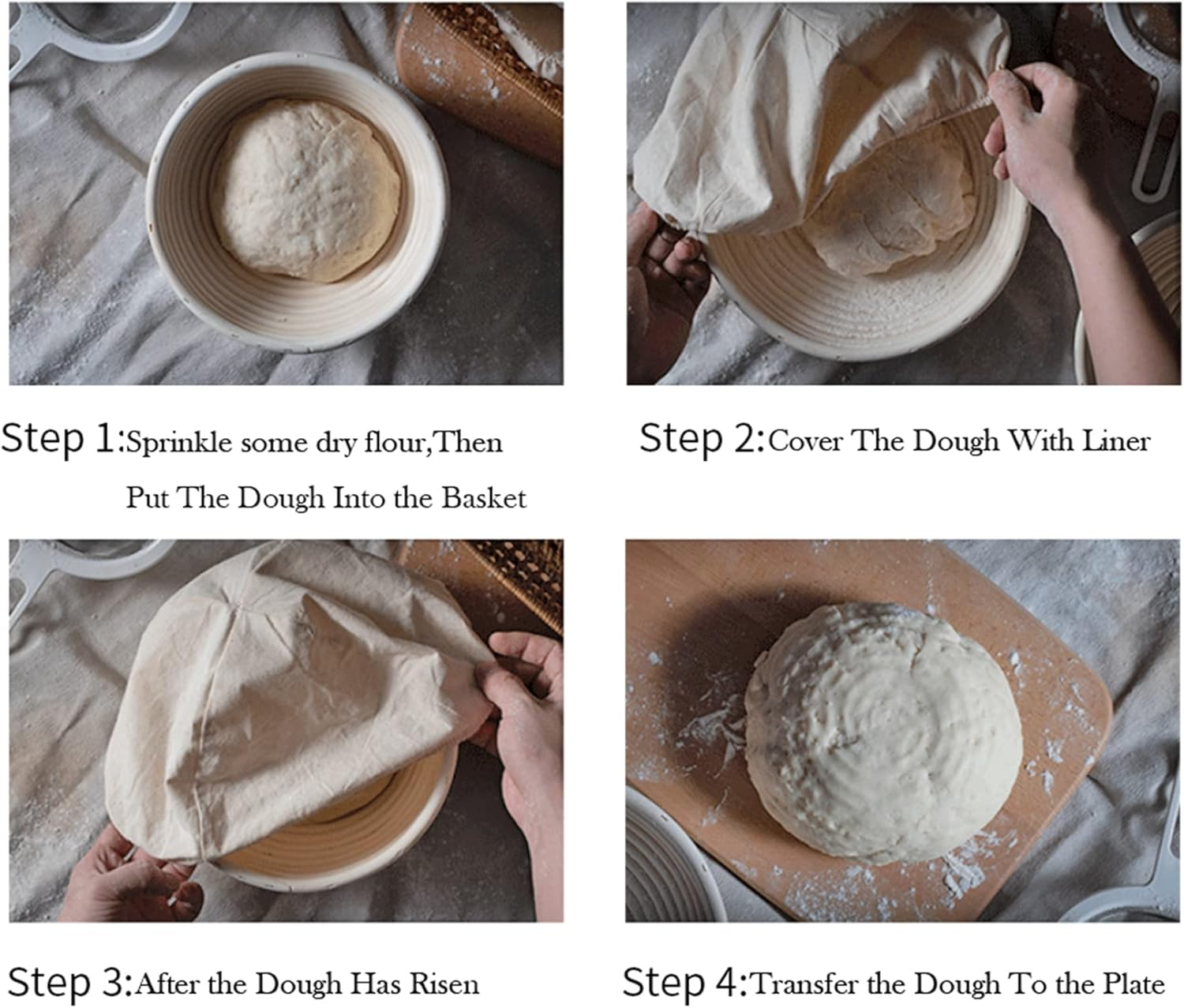 2Pcs 5" Banneton Proofing Basket round Bread Brotform with Liner Eco-Friendly Natural Rattan for Professional & Home Bakers