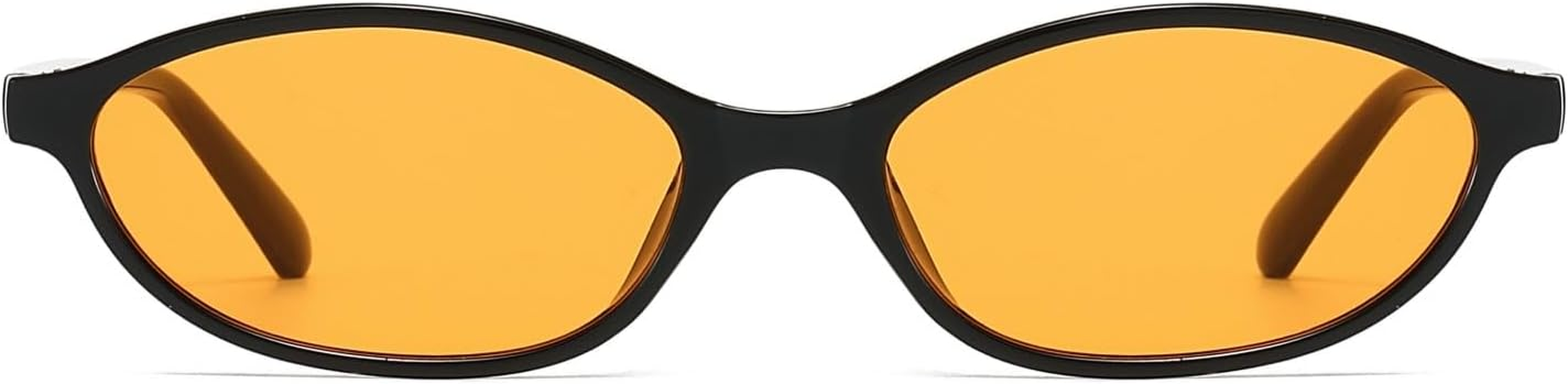 BAWUYI Retro Oval Sunglasses for Women Men Chic Small Narrow 90S Glasses Cat Eye Y2K Shades Trendy Sunnies - Black Frame - Grey Lens image number 2