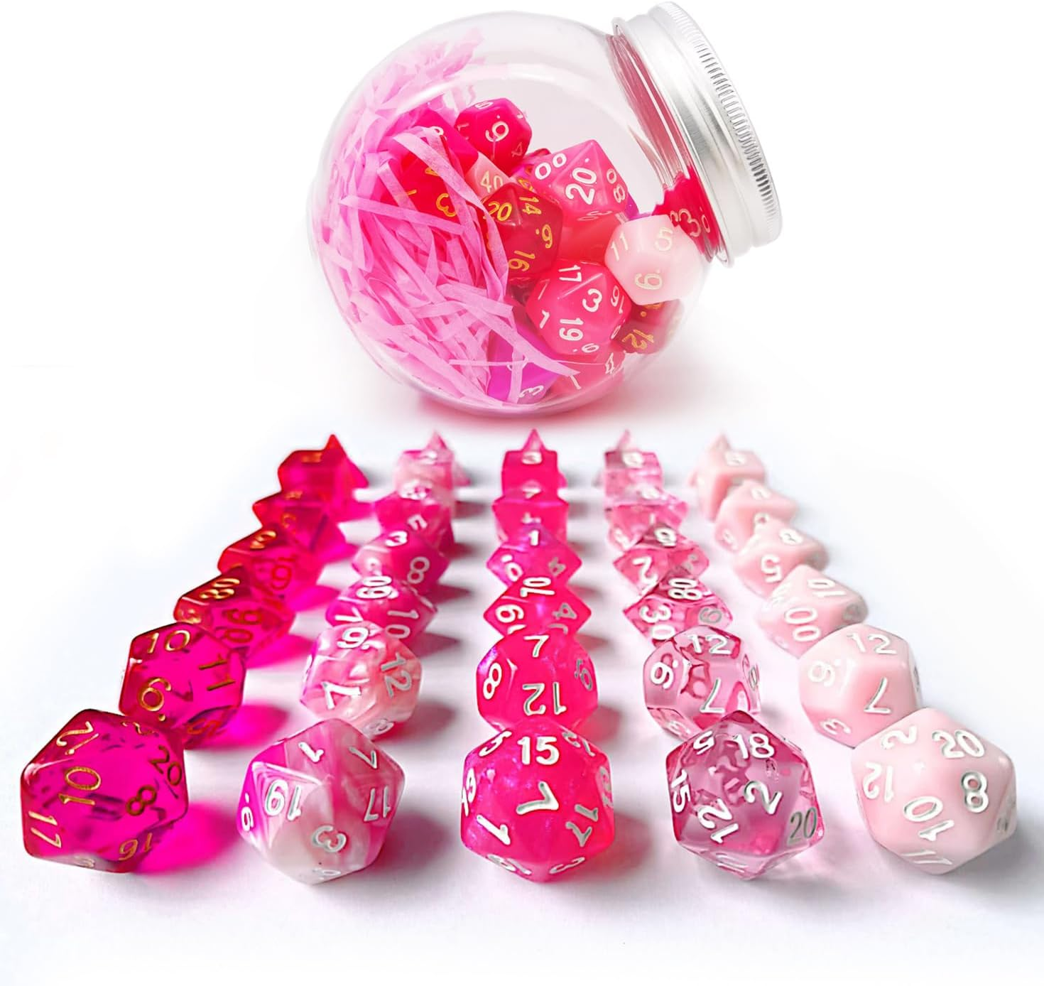 Bescon Polyhedral RPG Dice Full 35Pcs Blossom Set, DND Role Playing Game Dice 5 X 7 Pieces