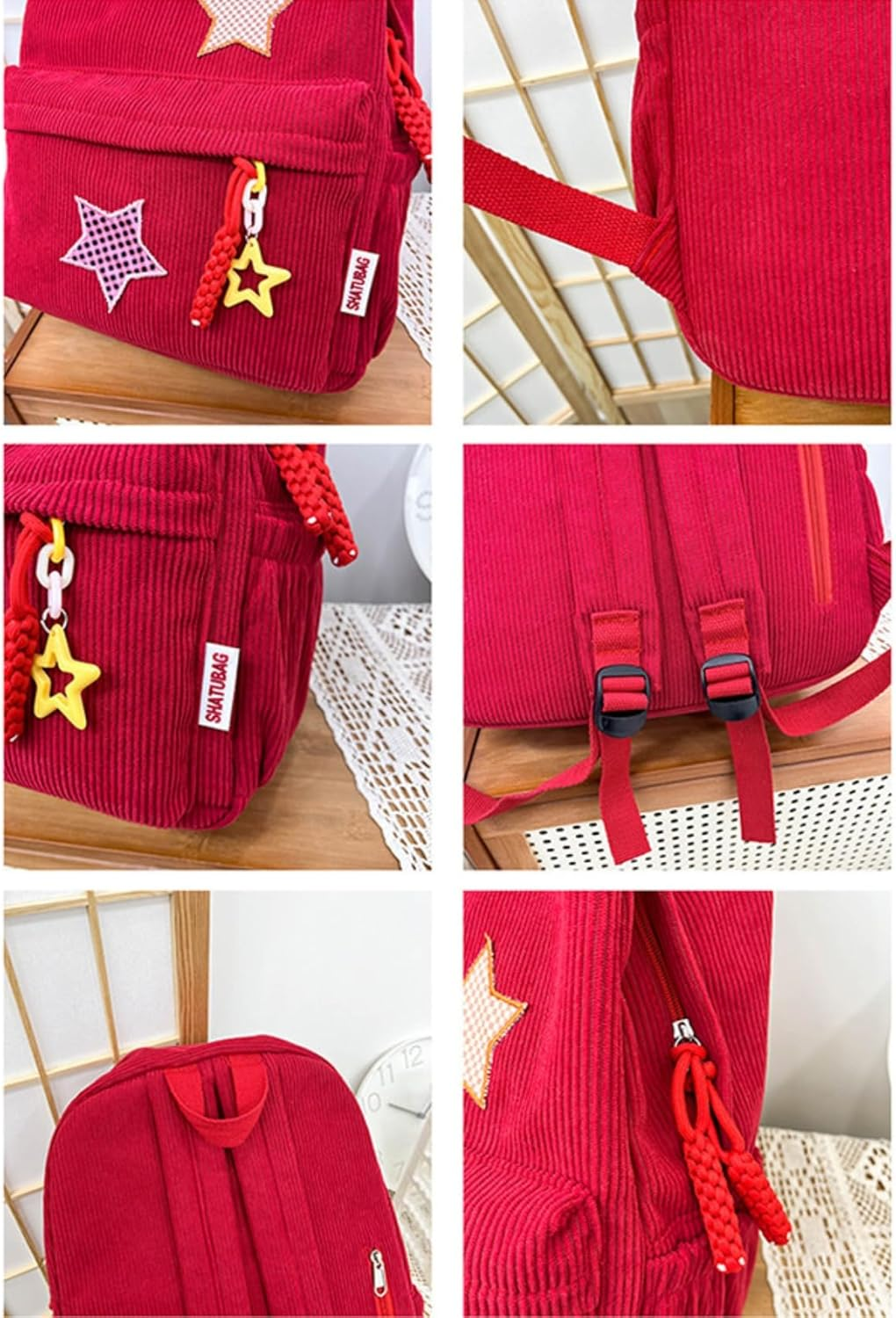 Star Backpack Kawaii Large Capacity Aesthetic Rucksack Cute Accessories Bag for Woman Light-Hearted Mori image number 5