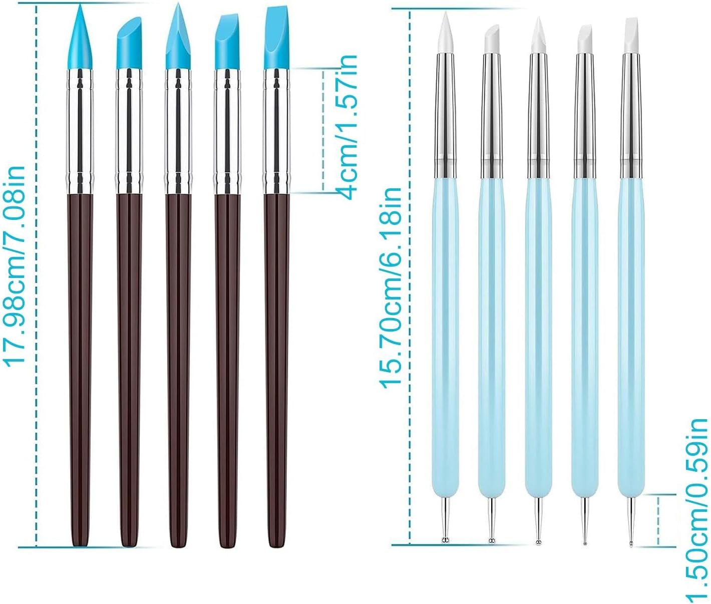 Furtryvl Flexible Clay Sculpture Tools - Silicone Color Shapers Brushes,Soft Handicraft Carving Modeling Pen for Nails, Drawing, Styling Dots image number 4