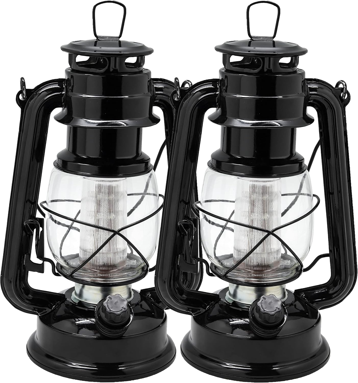 Yakii LED Vintage Lantern Metal Hanging Hurricane Lantern 12 LED Dimmer Switch Cold White Battery Operated Lantern Power Outage Indoor Camping Lighting Outdoor Brooklyn Lantern (Copper 2 Pack)