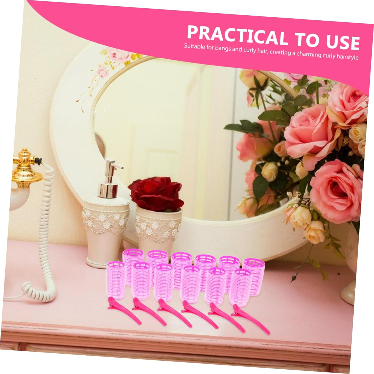 EPIGEIST Hot Rollers for Long Hair Hair Curler Set with 6 Medium 6 Small Rollers Clips for Women image number 5