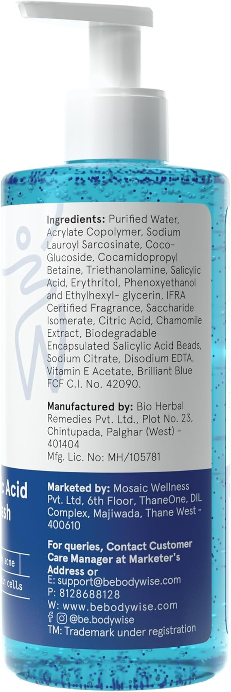 Be Bodywise 1% Salicylic Acid Body Wash 750 Ml | Pack of 2 | Refreshing Showering Gel That Helps to Prevent Body Acne & Cleanse Skin | Paraben and SLS Free image number 4