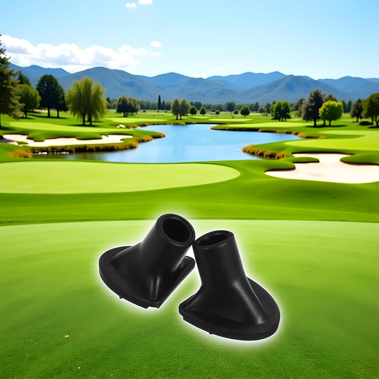 2 Pcs Black Golf Bag Stand Feet Replacement, Wear-Resistent Golf Bag Rubber Feet Replacement, Necessary Golf Club Bag Accessories Strong Grip, Easy to Install, Golf Club Bag Accessories, Golf