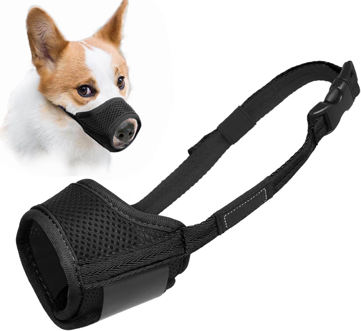 Dog Muzzle anti Biting Barking and Chewing, with Comfortable Mesh Soft Fabric and Adjustable Strap, Suitable for Small, Medium and Large Dogs (XS, Red)