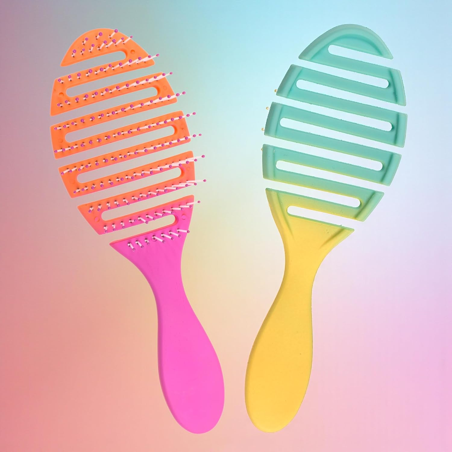 MIJOMA Set of 2 Flexible Hair Brushes - Vented Detangler Design for Quick Blow Drying and Gentle Detangling, Soft Tip Bristles for Scalp, Candy Colours, 22.5 X 7.2 Cm image number 2