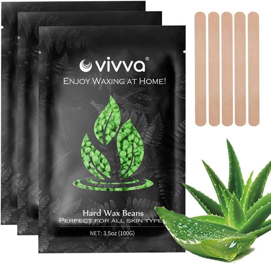 Vivva 300G Hard Wax Beans,Wax Beads with 10Pcs Waxing Stick for Hair Removal Bikini Brazilian Waxing (Lavender) image number 5